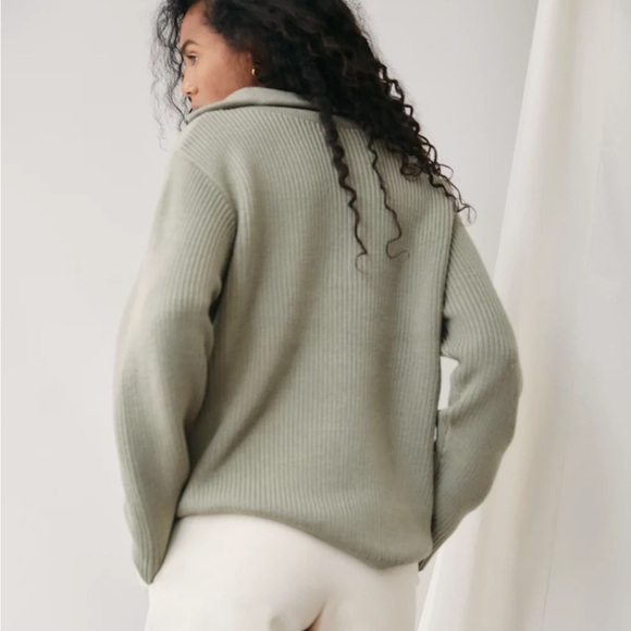 Aritzia Wilfred Free Caton Sweater- Merino Wool Half Zip Sweater- Size Medium - Picture 5 of 12